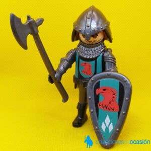 Playmobil Caballero del reino del Halcón, soldado con hacha larga de combate