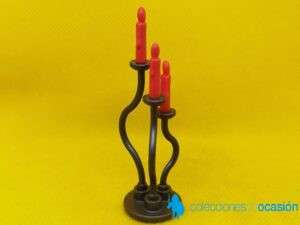 Playmobil Candelabro de pie negro con tres velas rojas, mueble