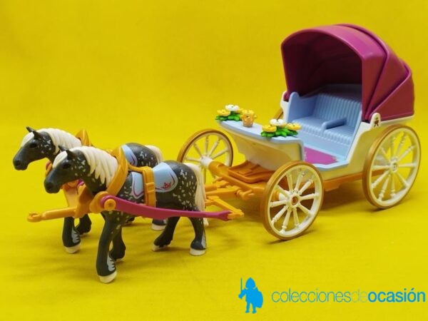 Playmobil Carruaje medieval, carro con dos caballos - Imagen 2