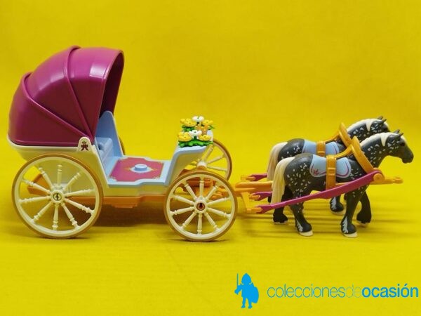 Playmobil Carruaje medieval, carro con dos caballos - Imagen 3