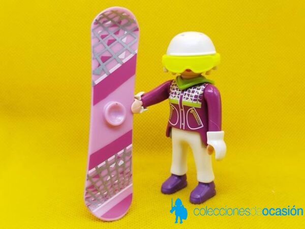 Playmobil Chica con tabla de Snowboard y casco blanco - Imagen 2