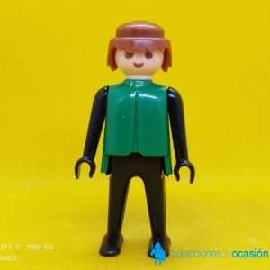 Playmobil Figura básica, click pecho verde y manos y piernas negras, manos fijas