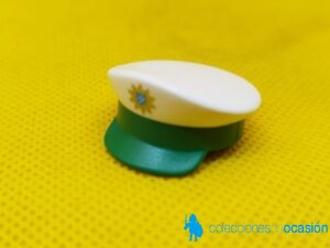 Playmobil Gorra de policía con visera verde y plato blanco