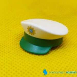 Playmobil Gorra de policía con visera verde y plato blanco