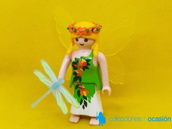 Playmobil Hada con libélula y corona de flores naranjas