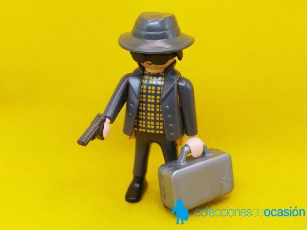 Playmobil Ladrón con maletín lleno de billetes, atracador