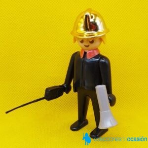Playmobil Jefe de bomberos con casco metalizado, click de manos fijas