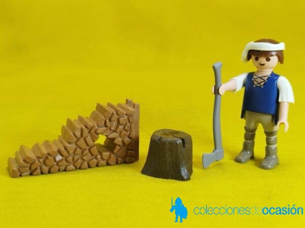Playmobil Leñador con tocón y acopio de leña, figura para Belén