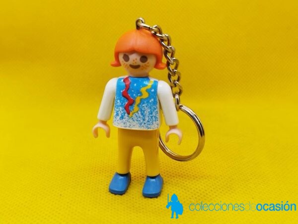 Playmobil Llavero de niña con publicidad en la espalda