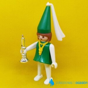 Playmobil Mujer medieval con candelabro, clack con sombrero verde
