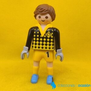 Playmobil Portero de fútbol con equipación amarilla y guantes, futbolista