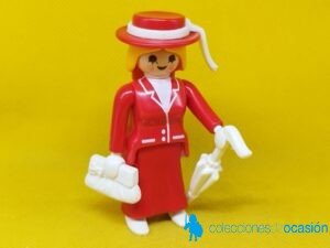 Playmobil Señora vintage con vestido rojo y sombrilla