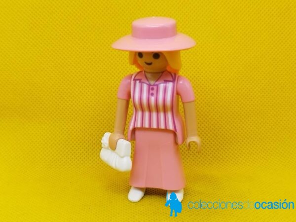 Playmobil Señora vintage con vestido rosa, mujer de época