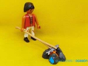 Playmobil aldeano con hoguera, figura para Belén