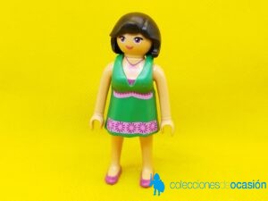 Playmobil mujer city con vestido verde, chica de centro comercial
