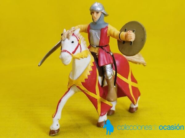 Papo caballero medieval a caballo con escudo y espada