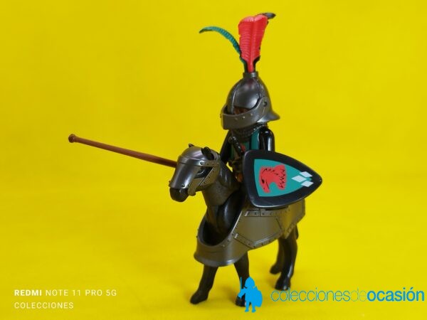 Playmobil Caballero del Halcón con caballo acorazado y lanza de torneo