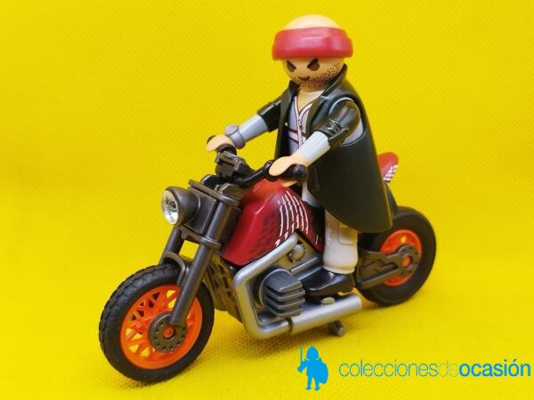 Playmobil Ladrón con moto, moto custom roja