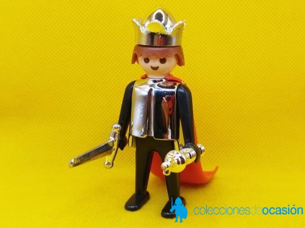 Playmobil Antiguo rey cromado con manos fijas negras, click original