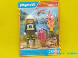 Playmobil Bombero con extintor y llama de fuego