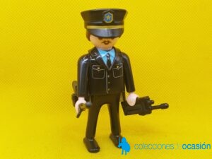 Playmobil Policía con uniforme negro y emisora