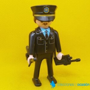 Playmobil Policía con uniforme negro y emisora