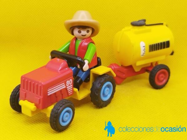 Playmobil Niño con tractor y remolque con cisterna REF 3066
