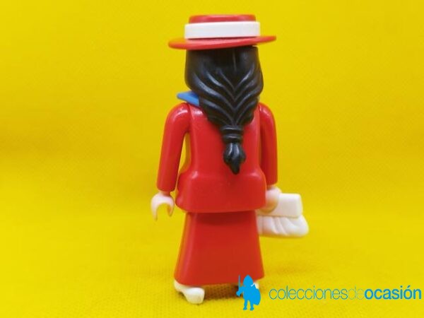 Playmobil Señora de serie rosa, mujer vintage con vestido y sombrero rojo - Imagen 3