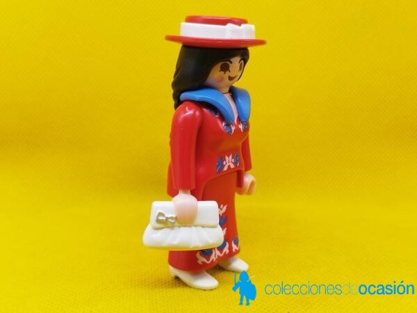 Playmobil Señora de serie rosa, mujer vintage con vestido y sombrero rojo - Imagen 2