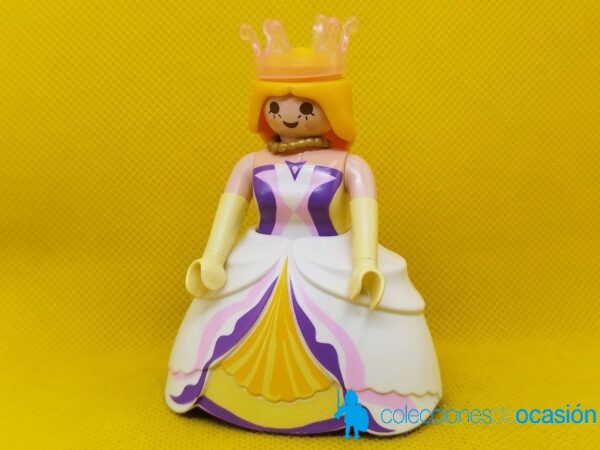 Playmobil Princesa con corona rosa, reina con guantes largos amarillos