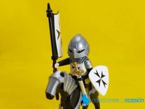 Playmobil Caballero templario con estandarte y caballo acorazado