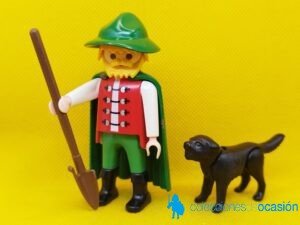 Playmobil Pastor medieval con capa verde y perro