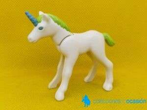 Playmobil Pequeño unicornio blanco con pelo verde, animal mitológico