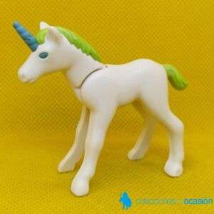 Playmobil Pequeño unicornio blanco con pelo verde, animal mitológico