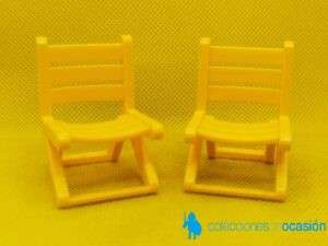 Playmobil dos sillas plegables amarillas, mueble