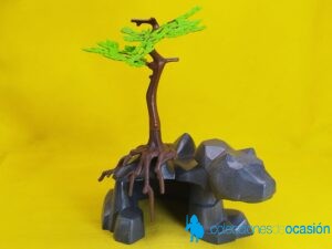 Playmobil Cueva con cabeza de oso tallada en la piedra, refugio prehistórico
