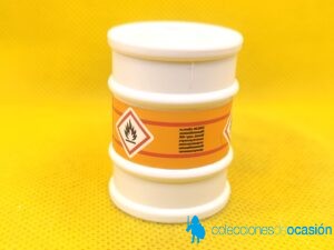 Playmobil Barril blanco con tapa con etiqueta  de inflamable