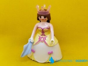 Playmobil Princesa medieval con pañuelo azul y corona rosa
