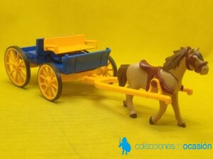 Playmobil Carreta azul con caballo al trote